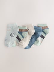 Neutral/Mineral/Blue Stripe Rich Trainers Socks 5 Pack - Image 1 of 3