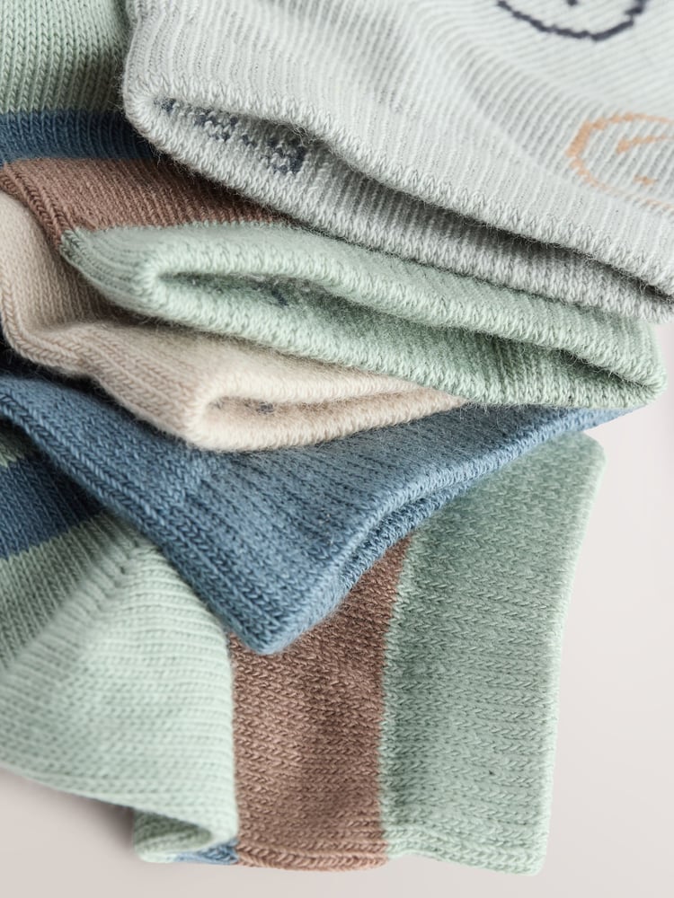 Neutral/Mineral/Blue Stripe Rich Trainers Socks 5 Pack - Image 2 of 3