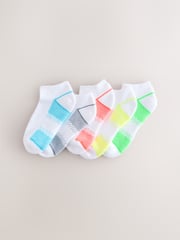 Bright Yellow/Green/Blue Cushioned Footbed Sports Trainers Socks 5 Pack - Image 1 of 3
