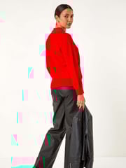 Roman Red Faux Pearl Collar Jumper - Image 4 of 6