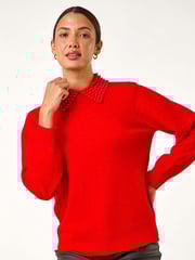 Roman Red Faux Pearl Collar Jumper - Image 5 of 6