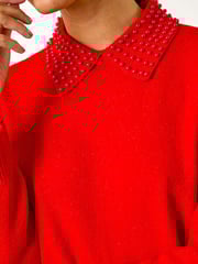 Roman Red Faux Pearl Collar Jumper - Image 6 of 6