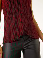 Roman Red Shimmer Line Cowl Neck Tunic Top - Image 5 of 5