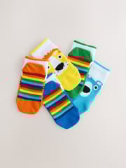 White Bright Animals Cotton Rich Trainer Socks 5 Pack - Image 2 of 3