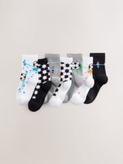 Black/Grey/White Football Cotton Rich Socks 7 Pack - Image 1 of 3