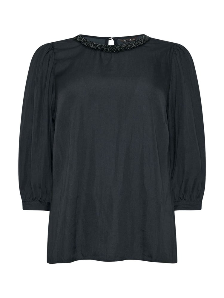 M&Co Black Bead Neckline Blouse - Image 5 of 5 M&Co Black Bead Neckline Blouse - Image 5 of 5