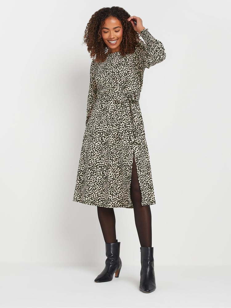 M&Co Natural Animal Tie Waist Dress - Image 2 of 5