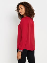 M&Co Red Embellished Cuffed Pleated Blouse - Image 4 of 5