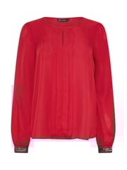 M&Co Red Embellished Cuffed Pleated Blouse - Image 5 of 5