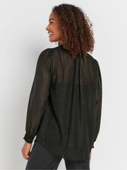 M&Co Black Frill Collar Shimmer Blouse - Image 3 of 5