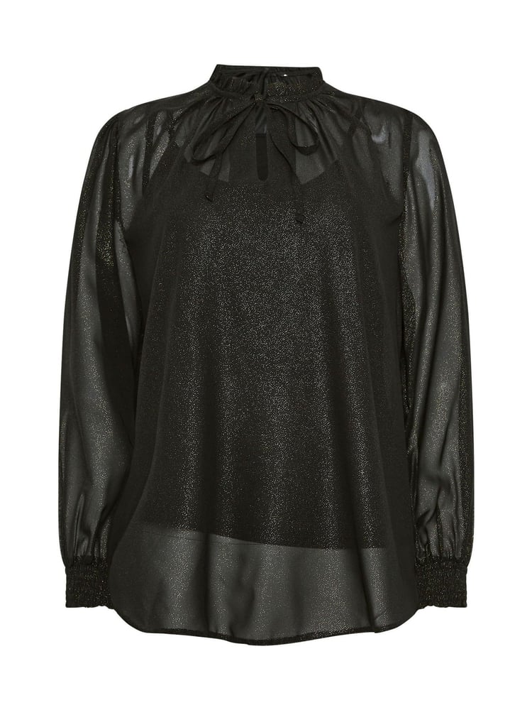 M&Co Black Frill Collar Shimmer Blouse - Image 5 of 5