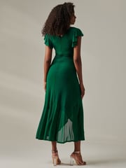 Jolie Moi Green Plain Wrap Mesh Maxi Dress - Image 2 of 6