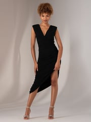 Jolie Moi Black Katrina Sleeveless Ruched Bodycon Dress - Image 1 of 6