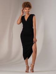 Jolie Moi Black Katrina Sleeveless Ruched Bodycon Dress - Image 6 of 6