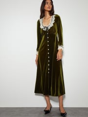 Monsoon Green Vali Velvet Tea Dress - Image 1 of 4