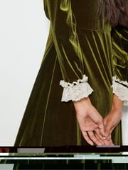 Monsoon Green Vali Velvet Tea Dress - Image 2 of 4