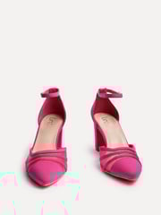 Linzi Pink Tasha Scuba Block Court Heels With Mesh Front Detail - Image 3 of 5