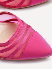 Linzi Pink Tasha Scuba Block Court Heels With Mesh Front Detail - Image 5 of 5