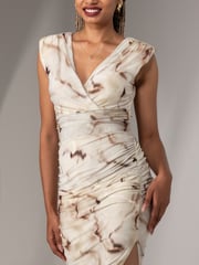 Jolie Moi Green Katrina Sleeveless Ruched Bodycon Dress - Image 3 of 5