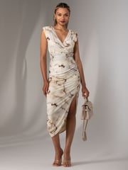 Jolie Moi Green Katrina Sleeveless Ruched Bodycon Dress - Image 4 of 5
