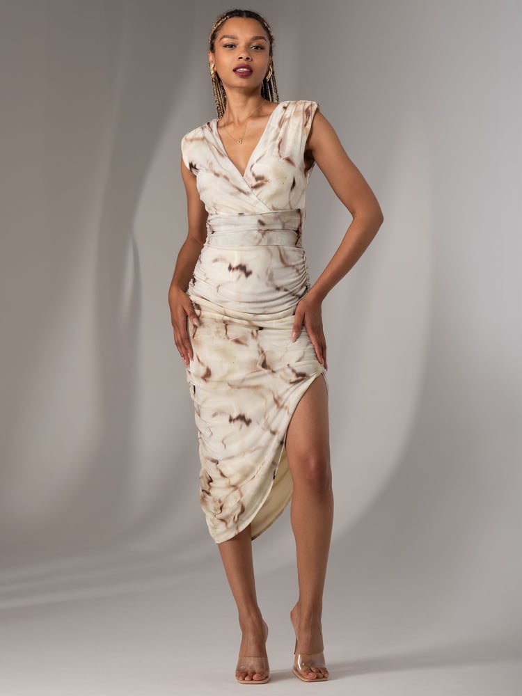 Jolie Moi Green Katrina Sleeveless Ruched Bodycon Dress - Image 5 of 5