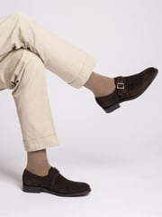 Loake Suede Single Strapbuckle Monk Brown Shoes with A Rubber Aole - Image 1 of 4