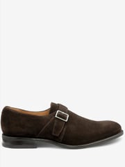 Loake Suede Single Strapbuckle Monk Brown Shoes with A Rubber Aole - Image 2 of 4
