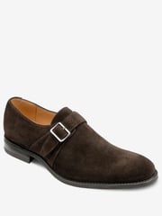 Loake Suede Single Strapbuckle Monk Brown Shoes with A Rubber Aole - Image 3 of 4