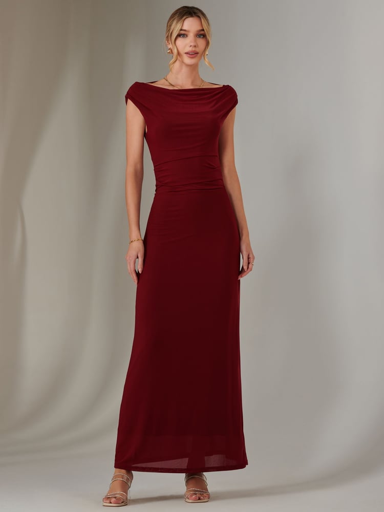 Jolie Moi Red Eva Round Neck Sleeveless Maxi Dress - Image 1 of 6