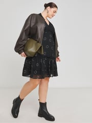 Simply Be Black Lace Trim Georgette Skater Dress - Image 5 of 5