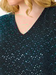 Roman Blue Curve Sparkle Stretch Tunics Top - Image 3 of 6
