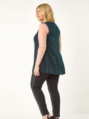 Roman Blue Curve Sparkle Stretch Tunics Top - Image 4 of 6
