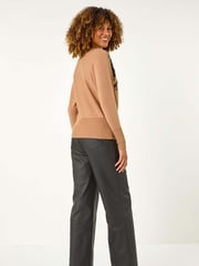 Roman Brown Sequin Floral Knit Jumper - Image 3 of 5