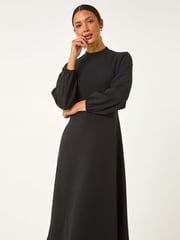 Roman Black High Neck Fit and Flare Stretch Dress - Image 4 of 6