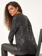 Roman Metallic Dotted Foil Print Stretch Blouse - Image 1 of 6