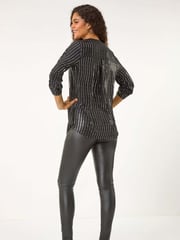 Roman Metallic Dotted Foil Print Stretch Blouse - Image 6 of 6