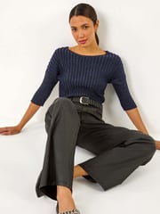 Roman Blue Shimmer Ribbed Knitted Jumper - Image 1 of 6