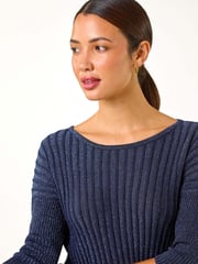 Roman Blue Shimmer Ribbed Knitted Jumper - Image 6 of 6