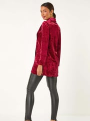 Roman Red Velvet Cowl Neck Stretch Top - Image 3 of 5