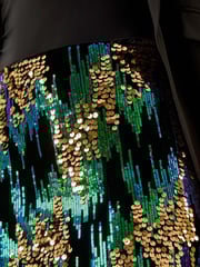 Roman Green Velvet Sequin Detail Pencil Skirt - Image 2 of 5
