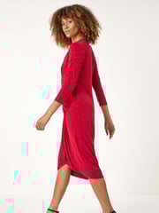 Roman Red Sparkle Floral Stretch Wrap Dress - Image 1 of 6