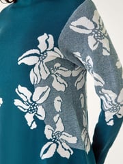 Roman Green Floral Print Jacquard Knitted Dress - Image 2 of 5