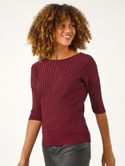 Roman Red Shimmer Ribbed Knitted Jumper - Image 3 of 6