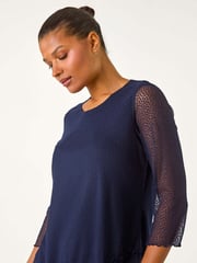 Roman Blue Animal Print Burnout Asymmetric Tunics - Image 4 of 5