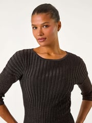 Roman Metallic Shimmer Ribbed Knitted Jumper - Image 1 of 5