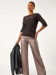 Roman Metallic Shimmer Ribbed Knitted Jumper - Image 2 of 5