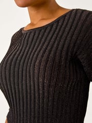 Roman Metallic Shimmer Ribbed Knitted Jumper - Image 5 of 5
