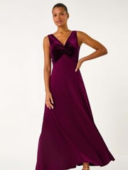Roman Purple Velvet Bodice Stretch Maxi Dress - Image 1 of 5