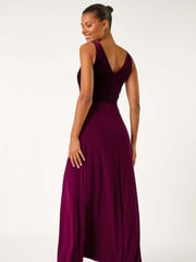 Roman Purple Velvet Bodice Stretch Maxi Dress - Image 2 of 5