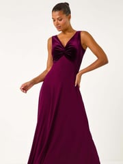 Roman Purple Velvet Bodice Stretch Maxi Dress - Image 3 of 5